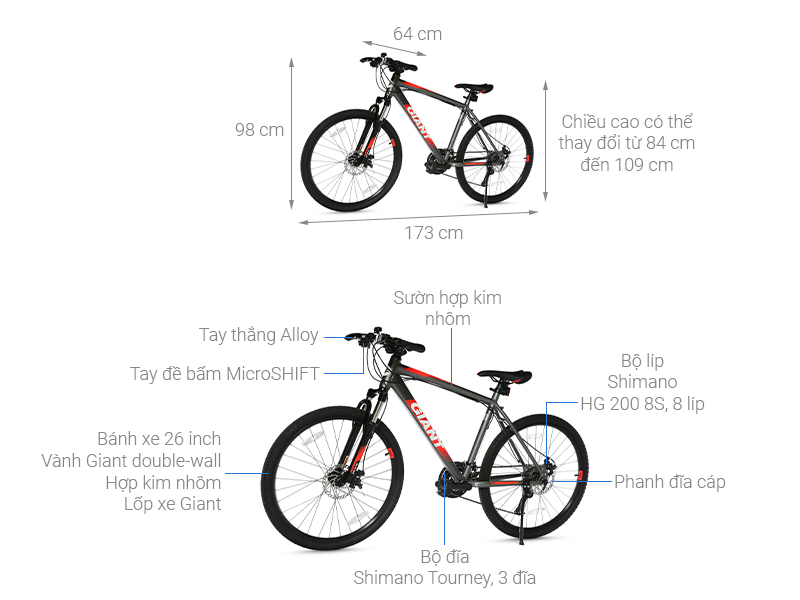 Xe Đạp Địa Hình MTB Giant ATX 660 (2022) 26 inch Size M