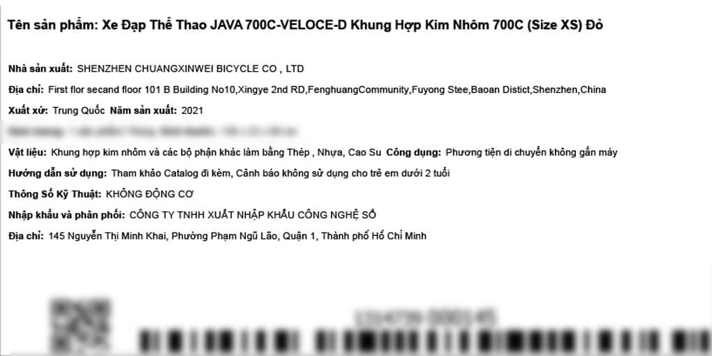 Xe Đạp Thể Thao Road Java 700C-Veloce-D 700C Size XS