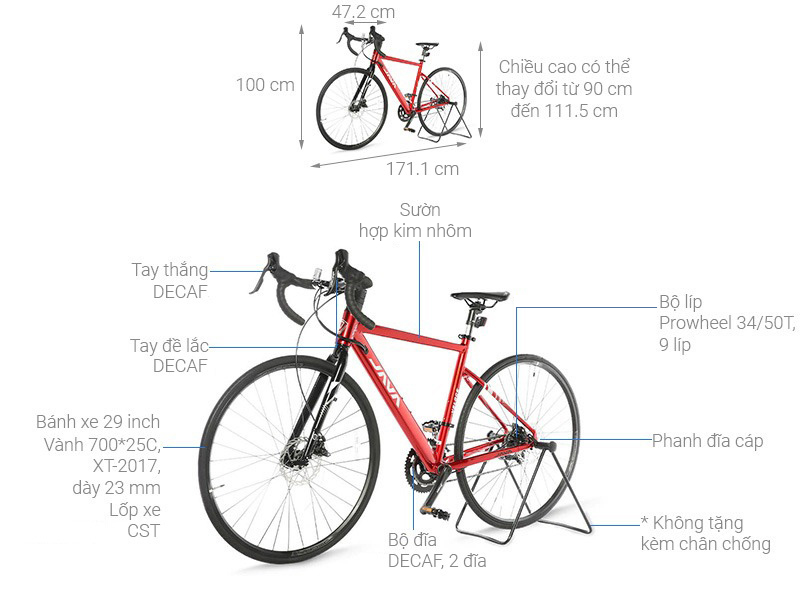 Xe Đạp Thể Thao Road Java 700C-Veloce-D 700C Size S