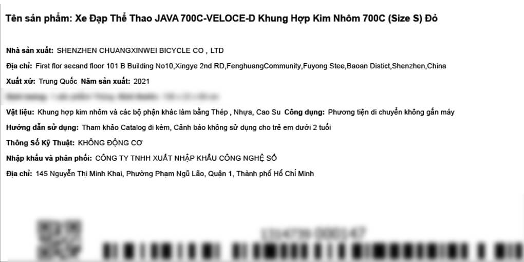 Xe Đạp Thể Thao Road Java 700C-Veloce-D 700C Size S