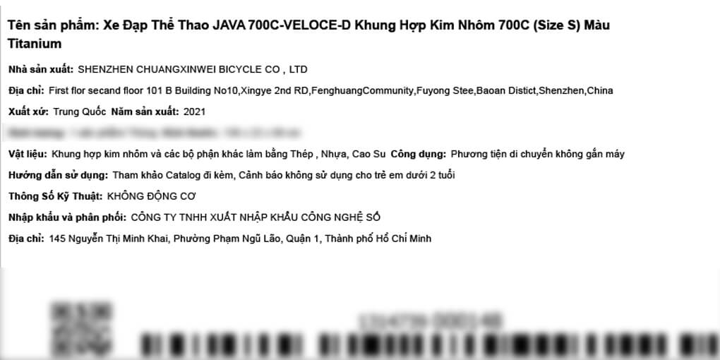 Xe Đạp Thể Thao Road Java 700C-Veloce-D 700C Size S