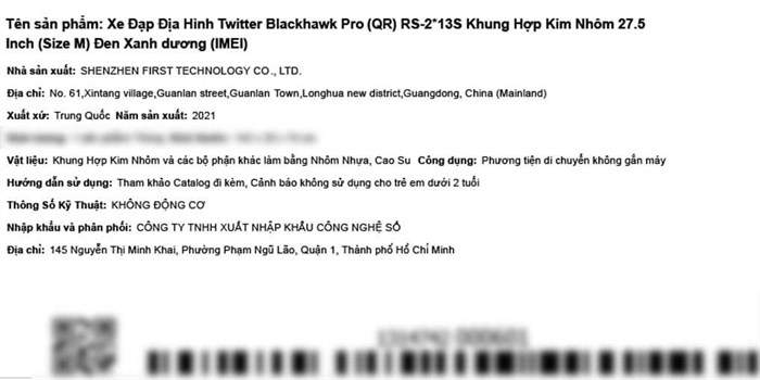 Xe Đạp Địa Hình MTB Twitter Blackhawk Pro (QR) RS-2*13S 27.5 inch Size M Màu Đen - xanh dương