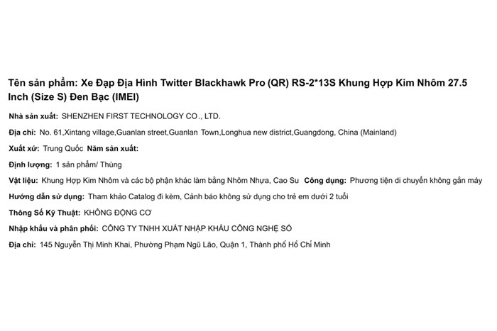 Xe Đạp Địa Hình MTB Twitter Blackhawk Pro (QR) RS-2*13S 27.5 inch Size S Màu Đen - Bạc