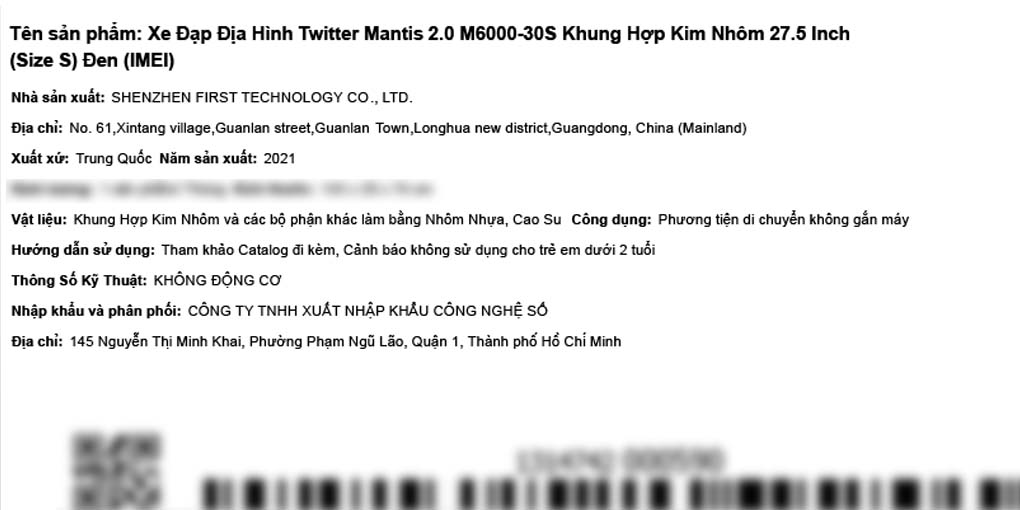 Xe Đạp Địa Hình MTB Twitter Mantis 2.0 M6000-30S 27.5 inch Size S Màu Đen