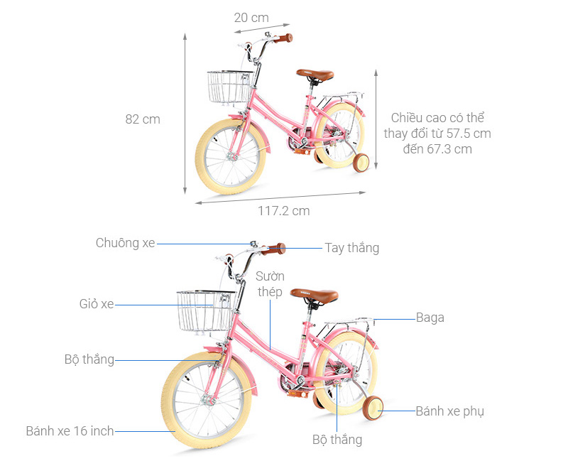 Xe Đạp Trẻ Em Phoenix Sprite 16 inch