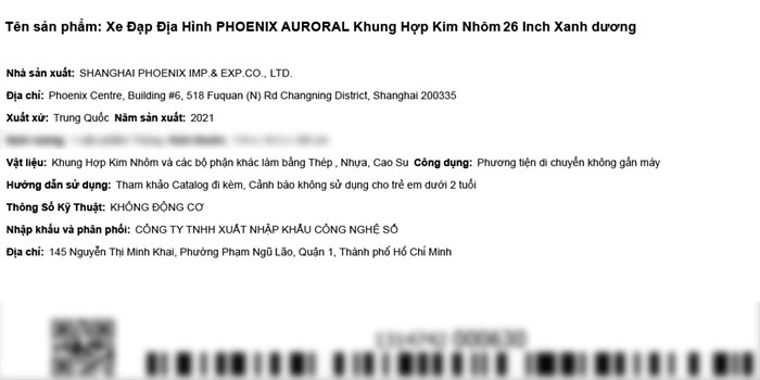 Xe Đạp Địa Hình MTB Phoenix Auroral 26 inch Màu Xanh Dương