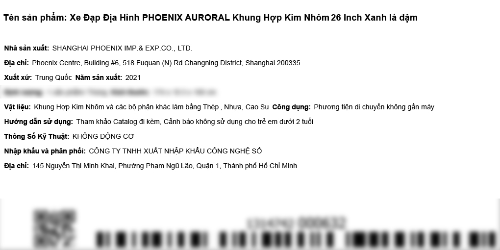 Xe Đạp Địa Hình MTB Phoenix Auroral 26 inch Màu Xanh lá
