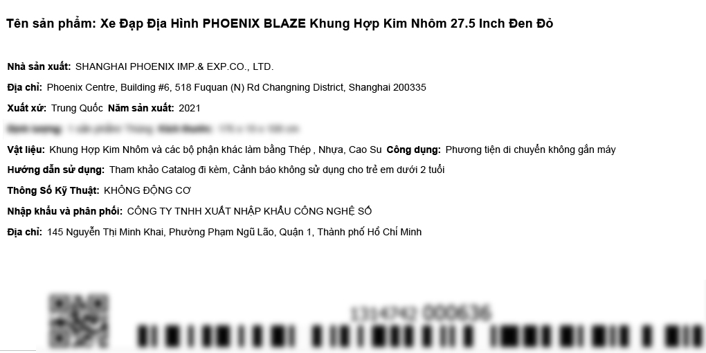 Xe Đạp Địa Hình MTB Phoenix Blaze 27.5 inch Màu Đen - Đỏ