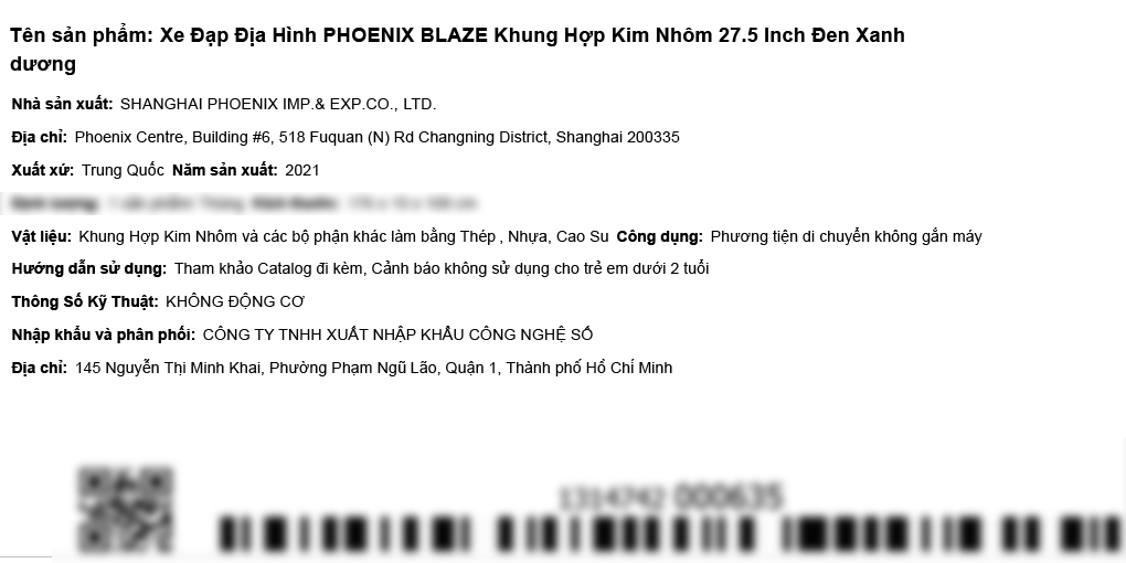 Xe Đạp Địa Hình MTB Phoenix Blaze 27.5 inch Màu Đen - xanh dương