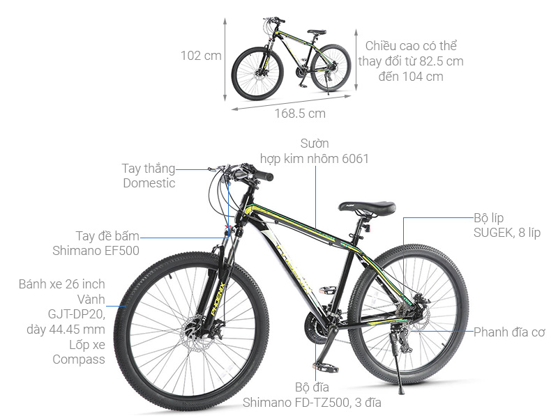 Xe Đạp Địa Hình MTB Phoenix T-Cross 26 inch