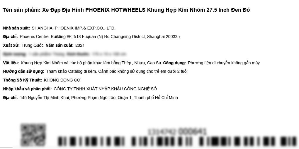 Xe Đạp Địa Hình MTB Phoenix Hotwheels 27.5 inch Màu Đen - Đỏ