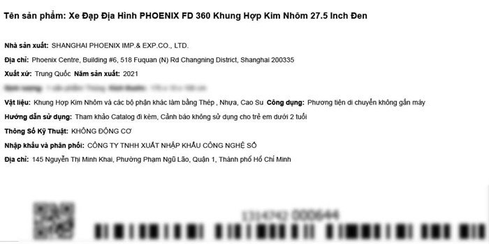 Xe Đạp Địa Hình MTB Phoenix FD 360 27.5 inch Màu Đen