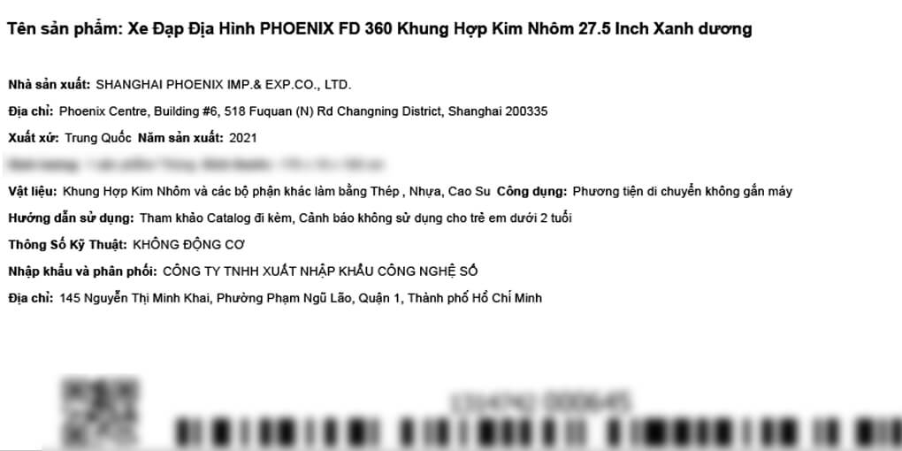 Xe Đạp Địa Hình MTB Phoenix FD 360 27.5 inch Màu Xanh Dương