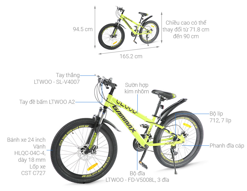 Xe đạp địa hình MTB Gammax 24-QINGYUN-3.0-21S 24 inch