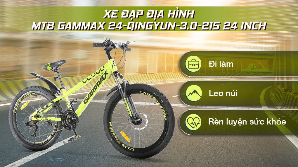 Xe đạp địa hình MTB Gammax 24-QINGYUN-3.0-21S 24 inch là sự lựa chọn phù hợp cho những người có niềm đam mê với bộ môn đạp xe địa hình