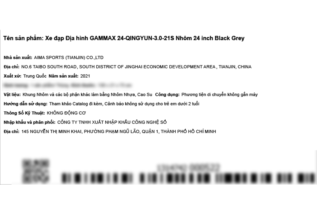 Xe Đạp Địa Hình MTB Gammax 24-Qingyun-3.0-21S 24 inch Màu Đen