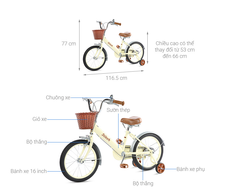 Xe Đạp Trẻ Em Stitch Forest Princess JY906-16 16 inch