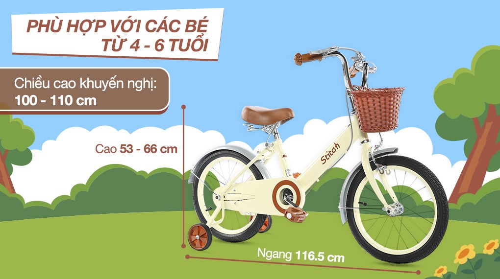 Xe Đạp Trẻ Em Stitch Forest Princess JY906-16 16 inch