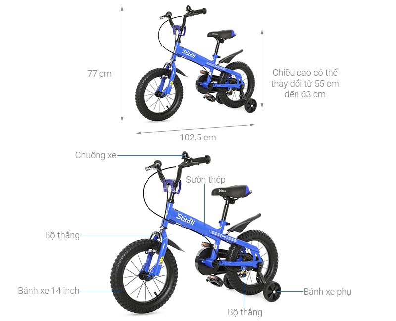 Xe Đạp Trẻ Em Stitch Prince JY903-14 14 inch