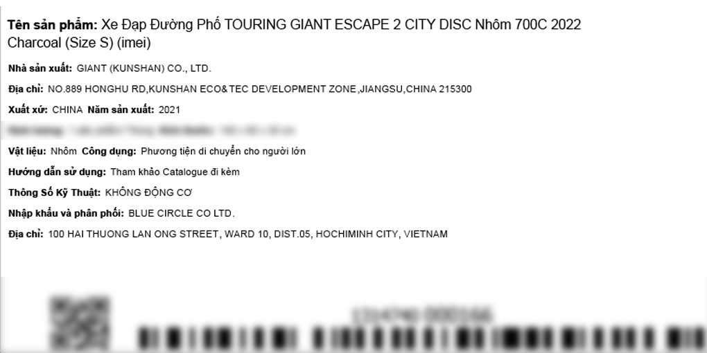 Xe Đạp Đường Phố Touring Giant Escape 2 City Disc (2022) 700C Size S