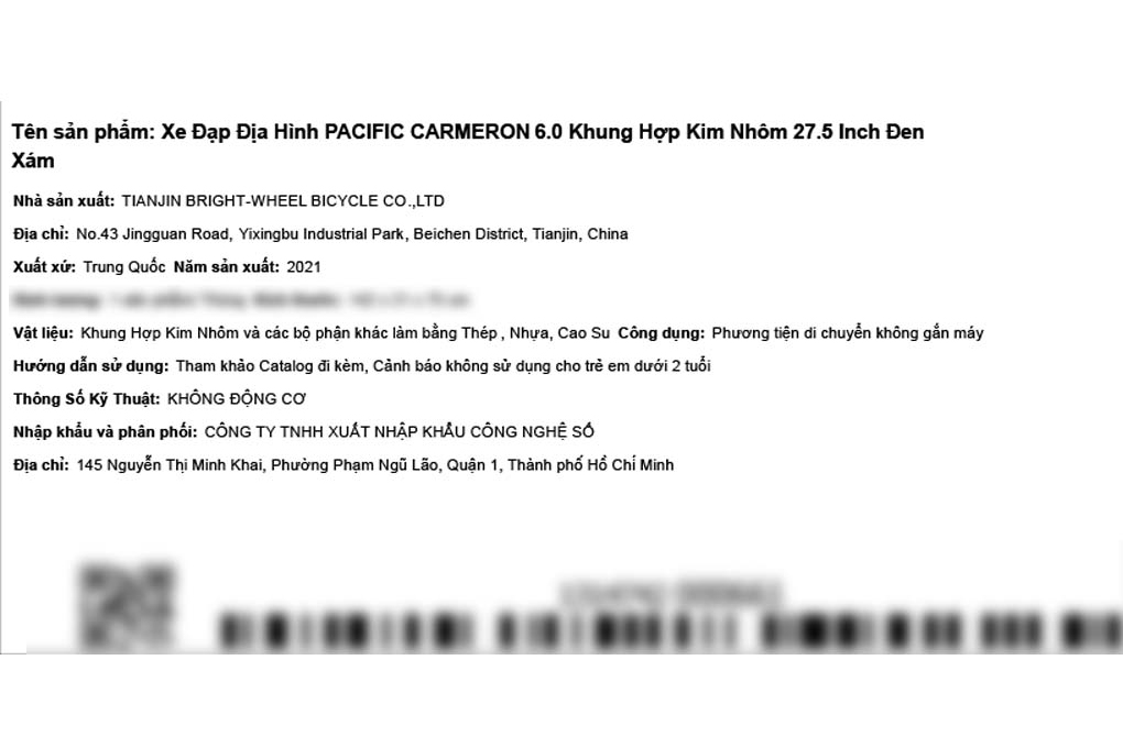 Xe Đạp Địa Hình MTB Pacific Carmeron 6.0 27.5 inch Màu Đen - Xám