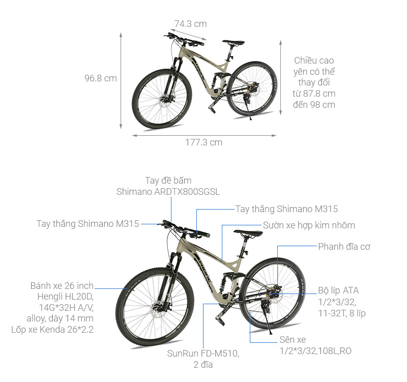 Xe Đạp Địa Hình MTB Pacific Override 4.0 26 inch