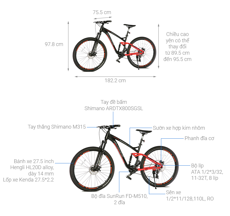 Xe Đạp Địa Hình MTB Pacific Override 4.0 27.5 inch