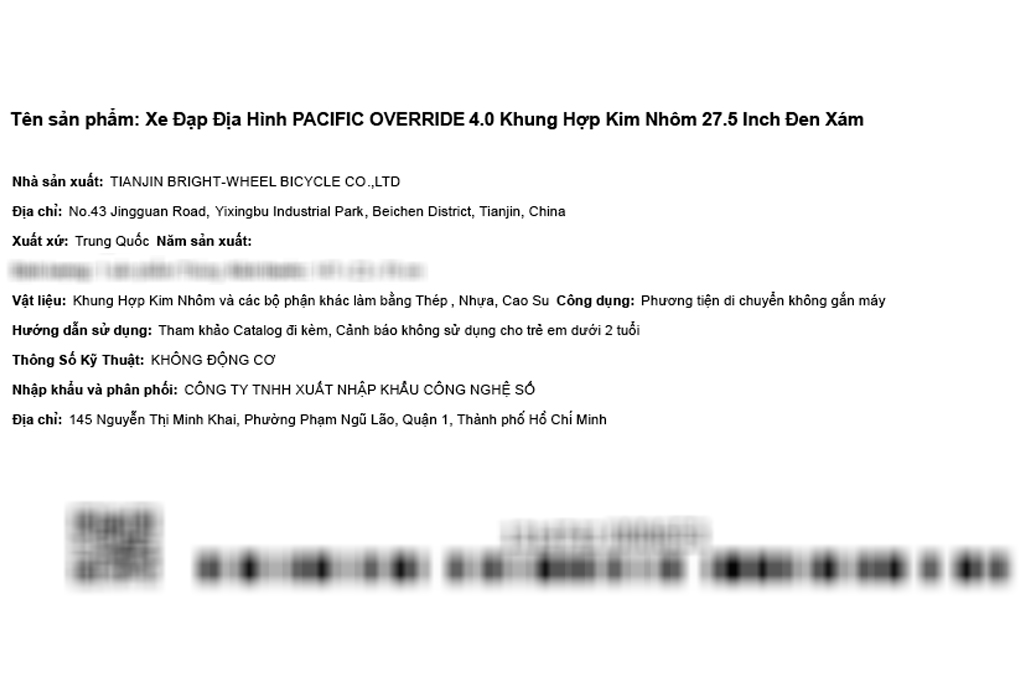 Xe Đạp Địa Hình MTB Pacific Override 4.0 27.5 inch Màu Đen - Xám