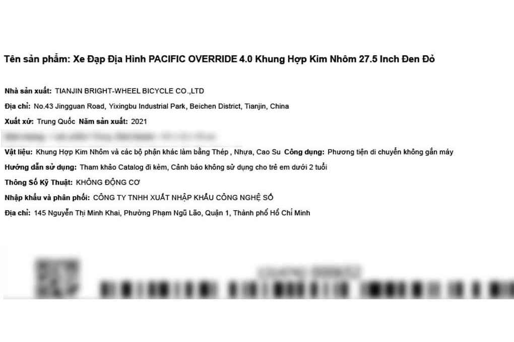 Xe Đạp Địa Hình MTB Pacific Override 4.0 27.5 inch Màu Đen - Đỏ