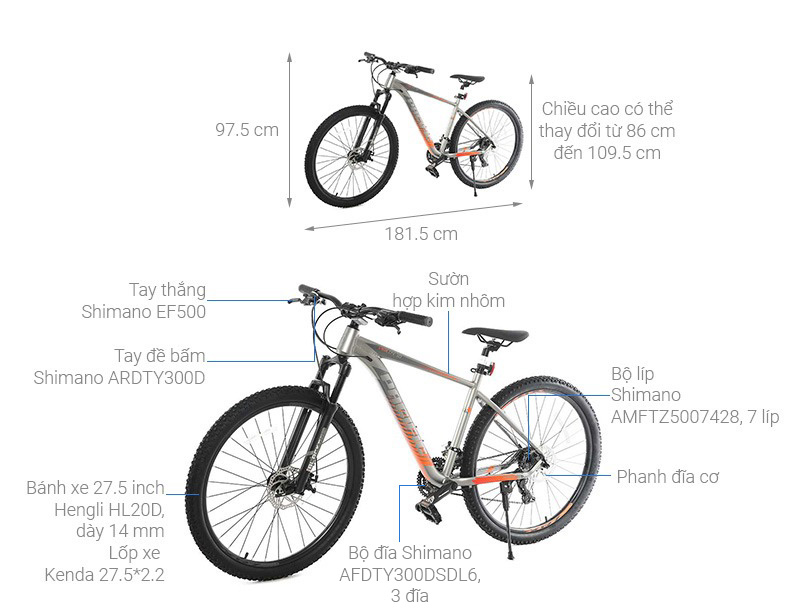 Xe Đạp Địa Hình MTB Pacific Vigilon 1.0 27.5 inch