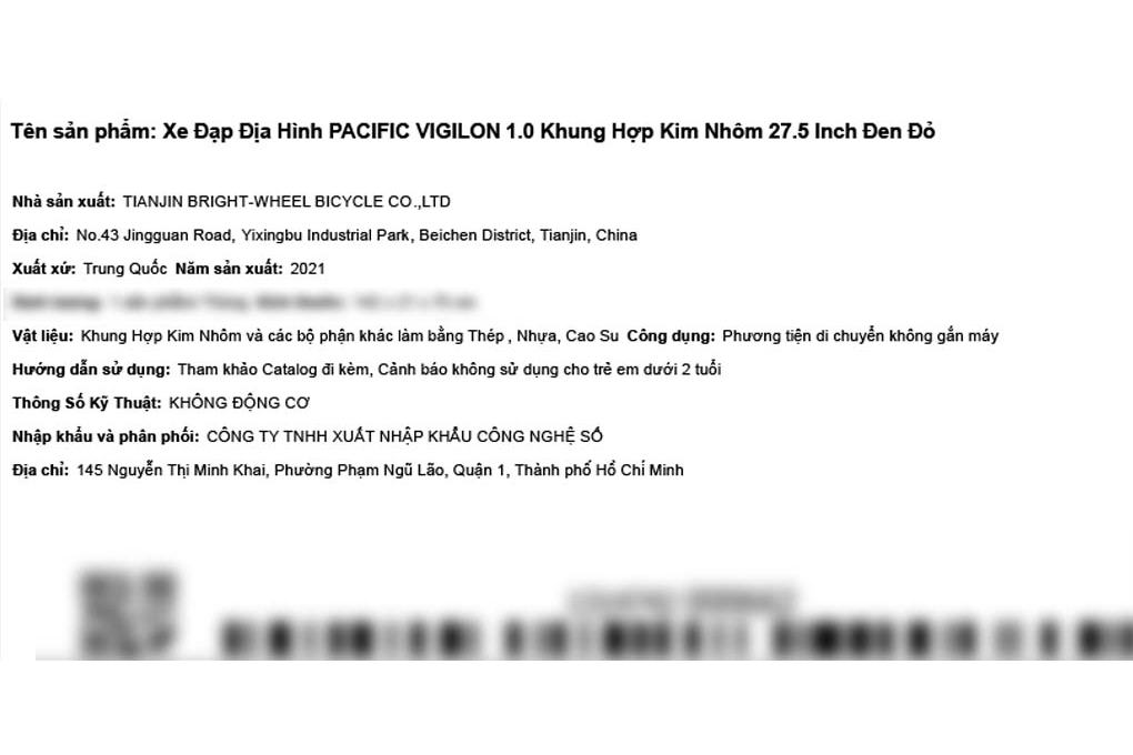 Xe Đạp Địa Hình MTB Pacific Vigilon 1.0 27.5 inch - 21