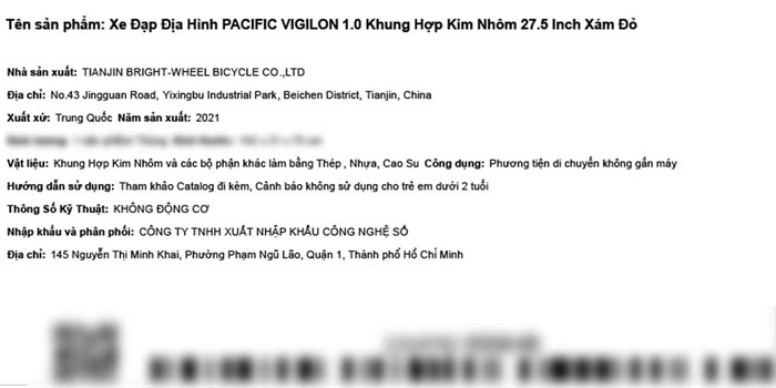 Xe Đạp Địa Hình MTB Pacific Vigilon 1.0 27.5 inch Màu Đỏ