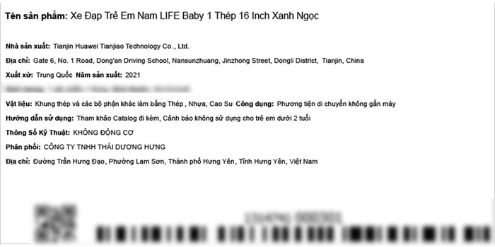 Xe Đạp Trẻ Em Life Baby 1 16 inch Màu Xanh ngọc