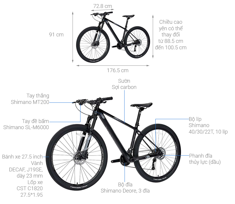 Xe Đạp Địa Hình MTB Java 650B-Vetta-30S-A 27.5 inch Size S