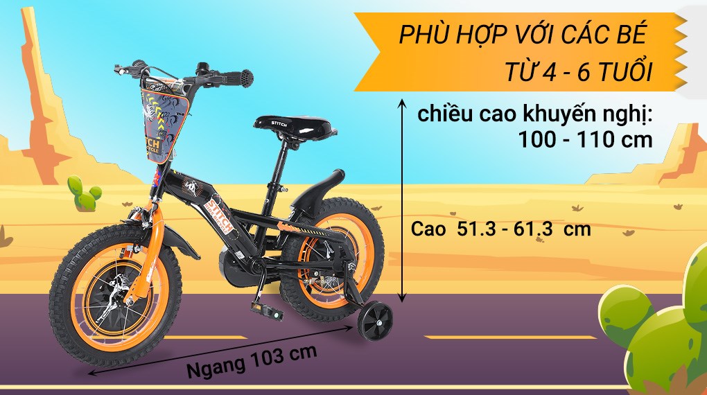 Xe Đạp Trẻ Em Stitch Wild Horse JY908-14 14 inch