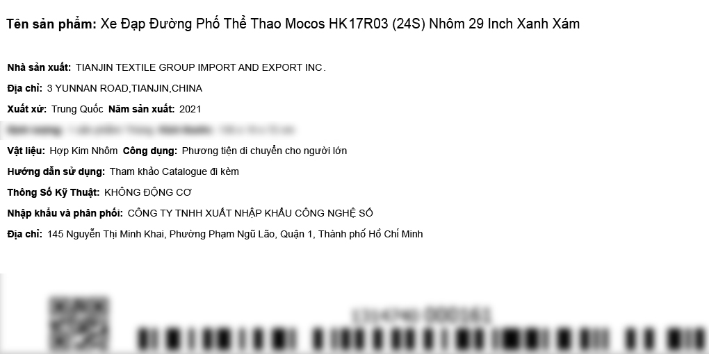 Xe Đạp Đường Phố Touring Mocos HK17R03 (24S) 29 inch
