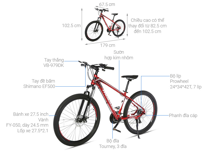 Xe Đạp Địa Hình MTB Mocos XC107I- 21S 27.5 inch