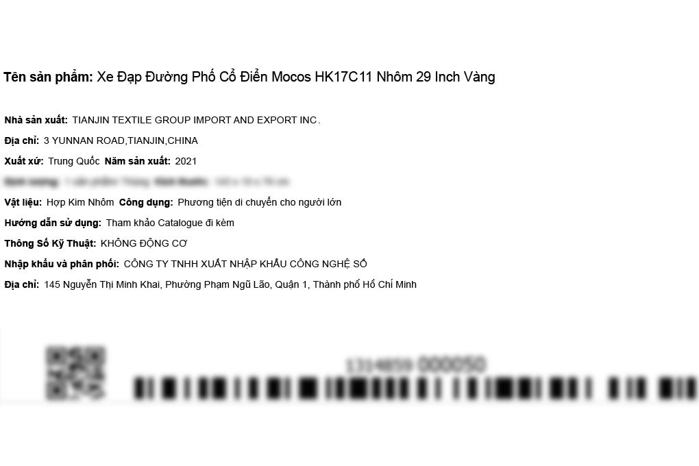 Xe Đạp Đường Phố City Mocos HK17C11 29 inch Màu Vàng