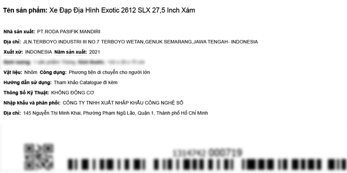 Xe Đạp Địa Hình MTB Exotic 2612 SLX 27.5 inch Màu Xám