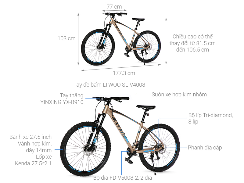 Xe Đạp Địa Hình MTB Exotic 2618 AF 27.5 inch