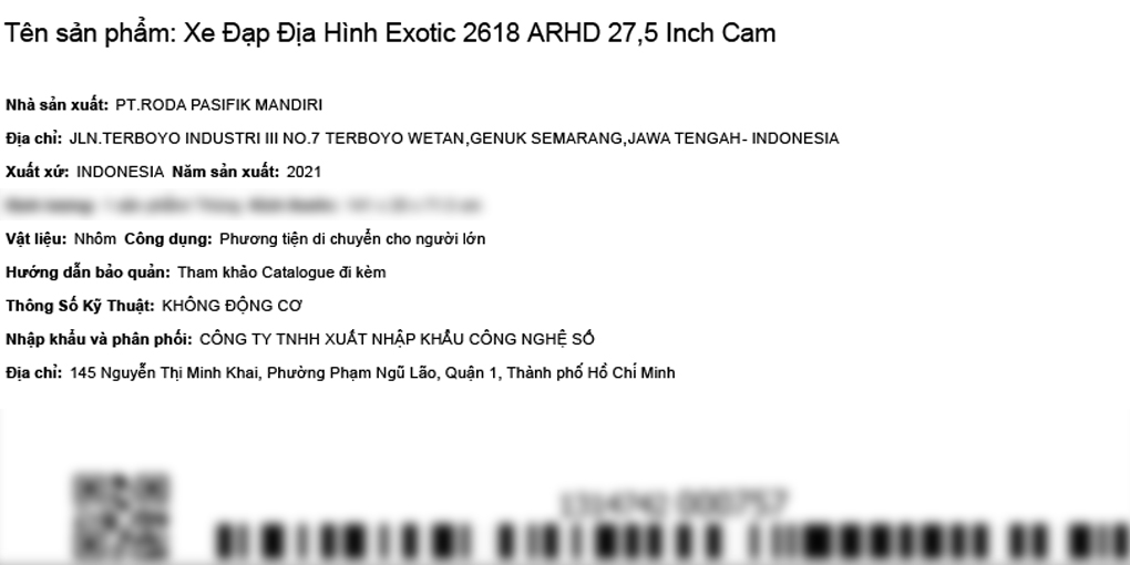 Xe Đạp Địa Hình MTB Exotic 2618 ARHD 27.5 inch
