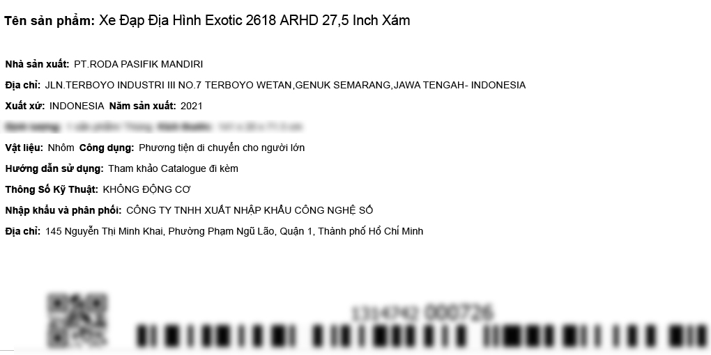 Xe Đạp Địa Hình MTB Exotic 2618 ARHD 27.5 inch