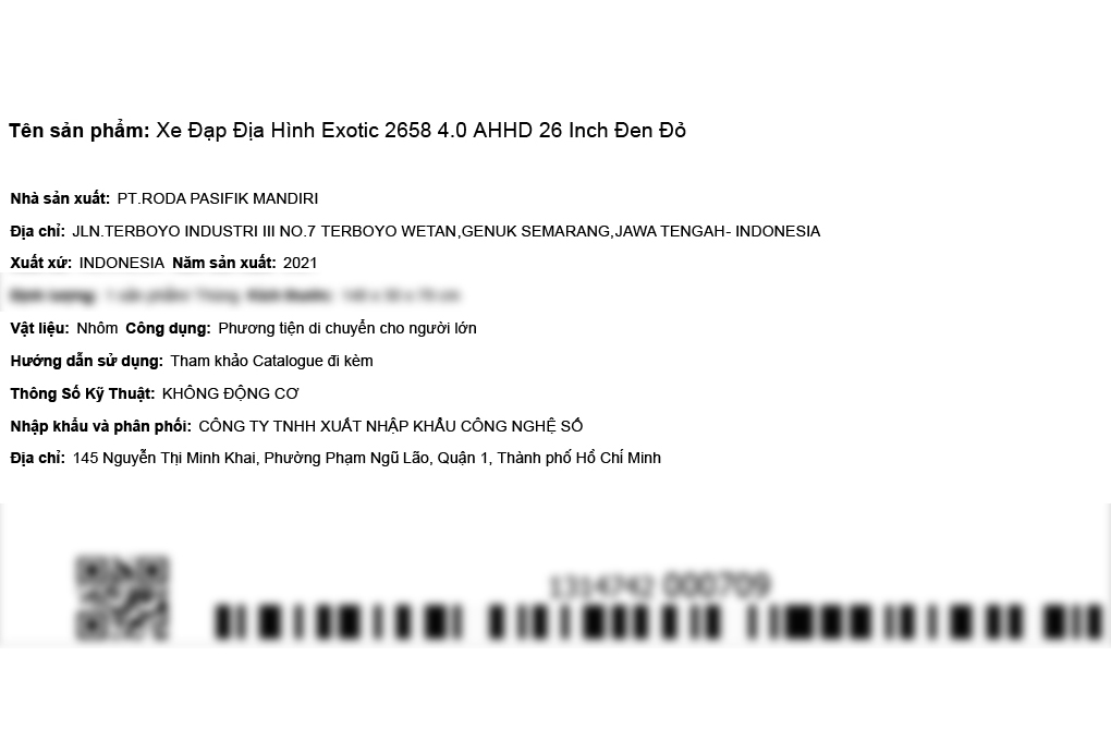 Xe Đạp Địa Hình MTB Exotic 2658 4.0 AHHD 26 inch