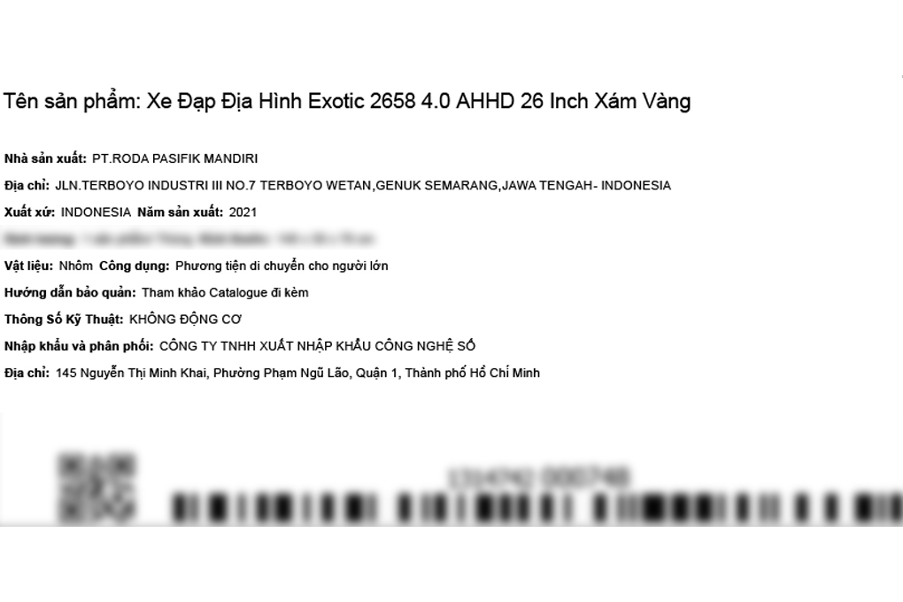 Xe Đạp Địa Hình MTB Exotic 2658 4.0 AHHD 26 inch