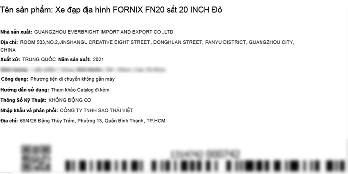 Xe Đạp Trẻ Em MTB Fornix FN20 20 inch Màu Đỏ