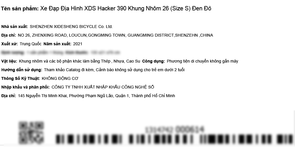 Xe Đạp Địa Hình MTB XDS Hacker 390 26 inch Size S