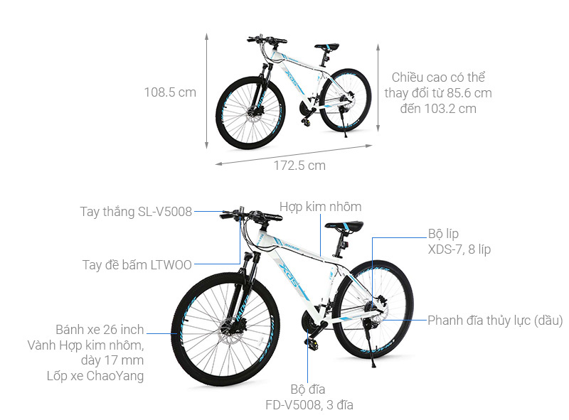 Xe Đạp Địa Hình MTB XDS Hacker 500 26 inch Size M