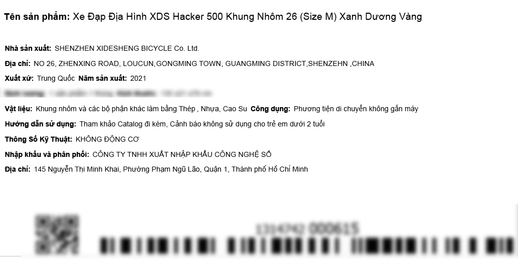 Xe Đạp Địa Hình MTB XDS Hacker 500 26 inch Size M Màu Vàng - Xanh dương