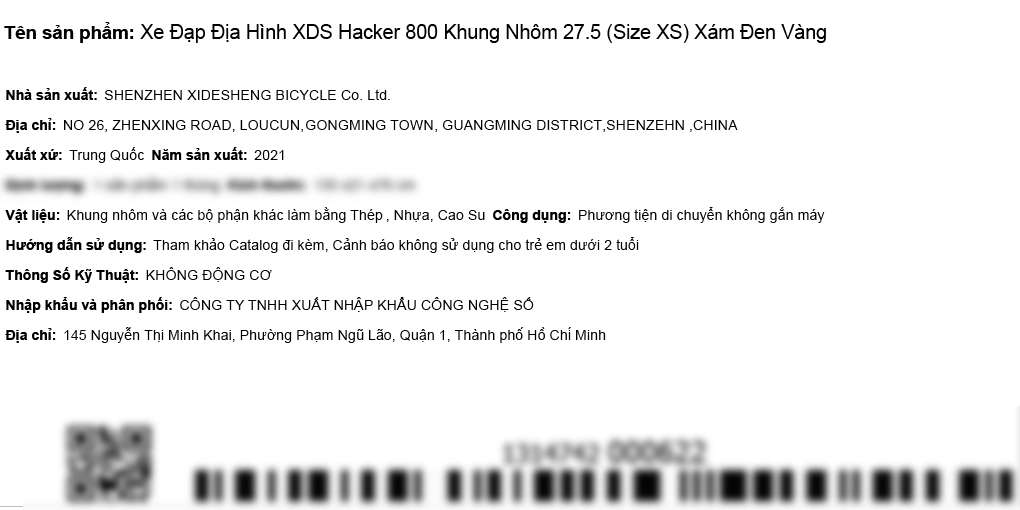Xe Đạp Địa Hình MTB XDS Hacker 800 27.5 inch Size XS - 18