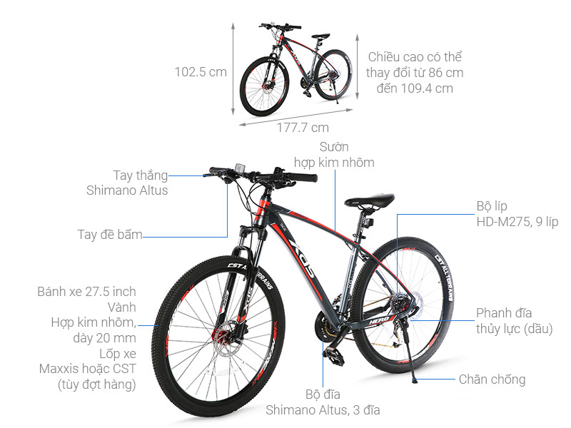 Xe Đạp Địa Hình MTB XDS Hero 380 27.5 inch Size M